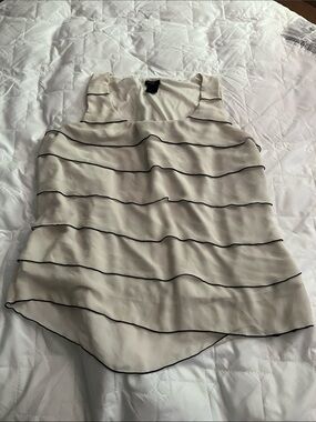 Ann Taylor Cream Layered Ruffle Camisole with Black Trim